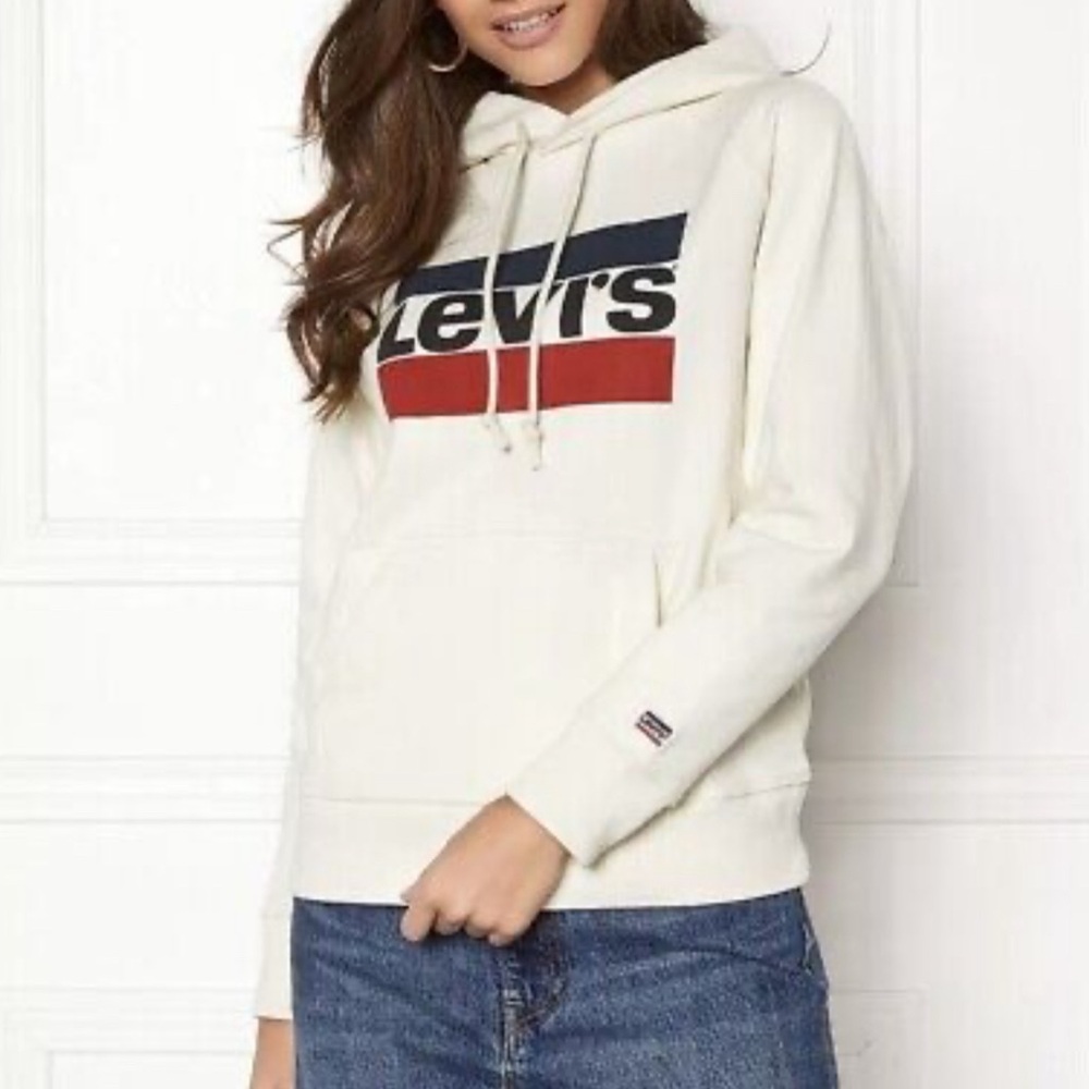 Levi's Hoodie Women's Sportswear Logo Marshmallow White Sweatshirt Size Large